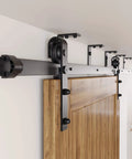 Ceiling Mounted Sliding Barn Door Hardware Kit With Flat Track, No Clearance Limit, Space Saving Room Divider, Adjustable