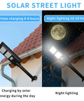 Lit Solar Street Lights Outdoor Waterproof 30000LM Flood Lights 6000K Daylight with Motion Sensor on roof by day and night