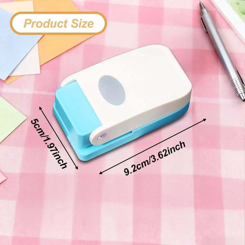 Dope Tiny Paper Punch Hole Puncher For Scrapbooking And Photo Albums, Oval Shape, acrylic and metal cutter on checked tablecloth