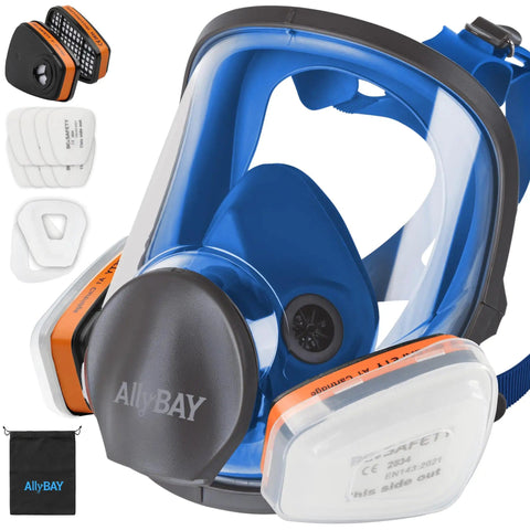 Full Face Reusable Respirator Mask With A1 Organic Vapor Filters And P2 Dust Filters for painting woodworking sanding and construction