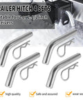 Four Pack Steel Trailer Hitch Pin And Clip With Grooved Head Fits 2 Inch Or 2 And A Half Inch Receivers 5/8 Inch Diameter Towing Pin