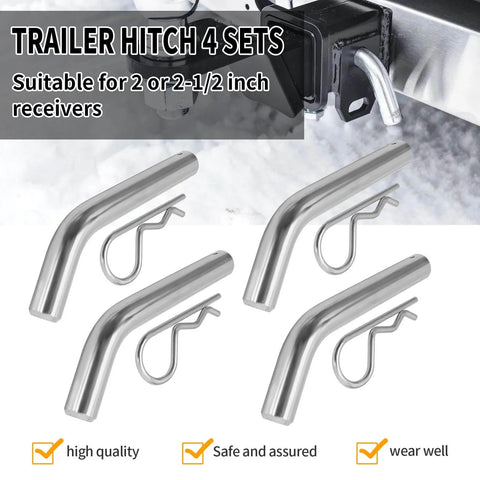 Four Pack Steel Trailer Hitch Pin And Clip With Grooved Head Fits 2 Inch Or 2 And A Half Inch Receivers 5/8 Inch Diameter Towing Pin