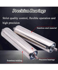 Heavy Duty Stainless Steel Conveyor Idler Roller Built Tough With Spring Loaded Axle Runs Smooth On Any Industrial Line For Quick Swap Installations And Long Lasting Use, showcasing seamless welding and precision bearings.