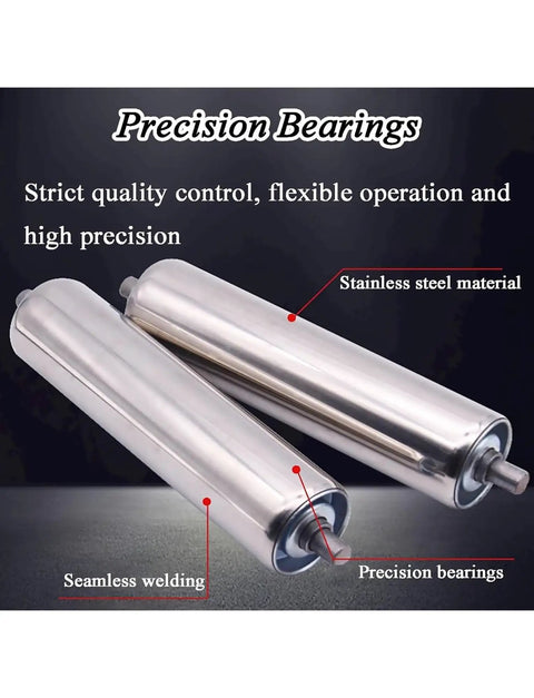 Heavy Duty Stainless Steel Conveyor Idler Roller Built Tough With Spring Loaded Axle Runs Smooth On Any Industrial Line For Quick Swap Installations And Long Lasting Use, showcasing seamless welding and precision bearings.