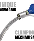 Close-up of thumb screw key on Two And A Half Inch Thumb Screw Key Adjustable No Tools Needed 304 Stainless Steel Hose Clamps With Worm Gear