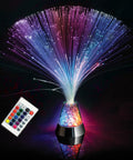 Remote Control Fiber Optic Party Lantern LED Table Centerpiece With Multicolor Changing Lights 16 Brightness Modes shown with remote