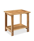 Solid Acacia Wood Side Table With Two Tier Storage For Indoor And Outdoor Use No Fuss Assembly End Table For Living Room And Patio