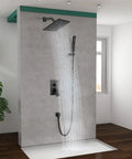 Matte Black 6 Inch Rainfall Shower System With High Pressure Luxury Rain Mixer Handheld Sprayer Wall Mounted Shower Fixture
