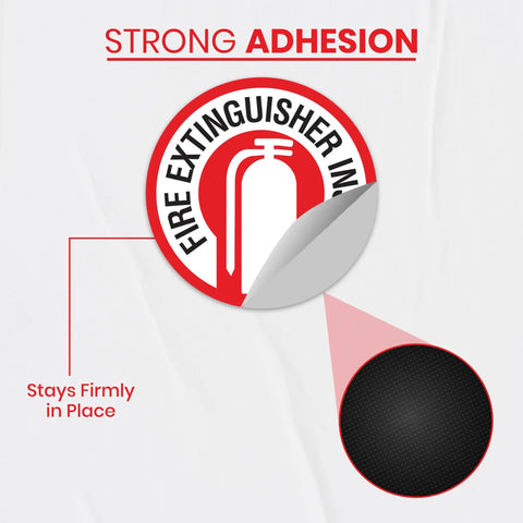 Set Of 15 Durable Vinyl Fire Extinguisher Inside Signs, 3x3 Inch, UV Resistant, Easy Peel And Apply, strong adhesion