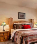 Cozy Tiffany Style Table Lamp With Cream Crystal Stained Glass Shade, 8 Inch on bedroom nightstand, warm retro glow