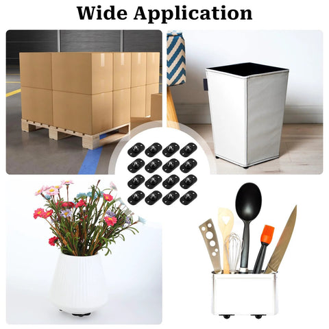 16 Pcs Self Adhesive Mini Caster Wheels 360 Degree Swivel on storage boxes and small furniture
