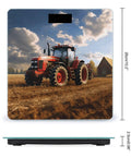 Farm Tractor Inspired Digital Weight Scale With Tempered Glass Platform High Precision Readout Slim Compact Bathroom Scale