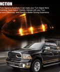 Dodge Ram 1500 Front Mirror Turn Signal Puddle Light Left Driver Side LED Lamp Assembly Replacement 68064949AA glowing amber