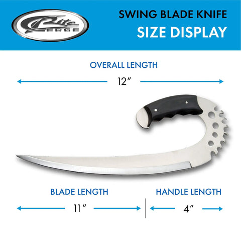 12 Inch Fantasy Swing Blade Knife With Saw Tooth Stainless Blade Full Tang Tactical Saber Claw Black Wood Handle Leather Sheath for Collectors, Cosplay, and Self Defense size display