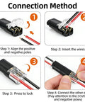 No Tools Quick Connect Wire Connectors 2 Pin Double Wire Plug In With Locking Buckle Flame Retardant Lock Strip Connector 18-22 AWG usage steps