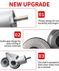 Drill Cut Pro Metal Cutting Adapter For Electric Drills, showing close-up of serrated wheel and durability features