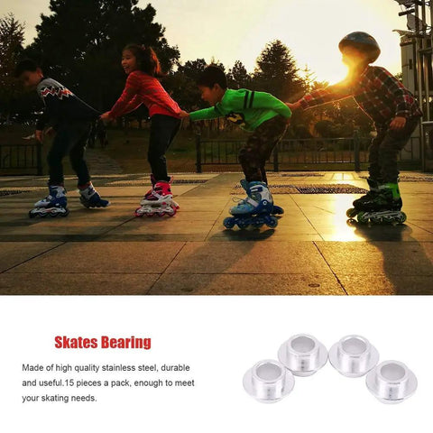 Stainless Steel Skate Bearing Spacers 15Pcs Bushing Replacement Kit For Roller Skates Inline Skates And Scooters 8mm ID 17.5mm OD