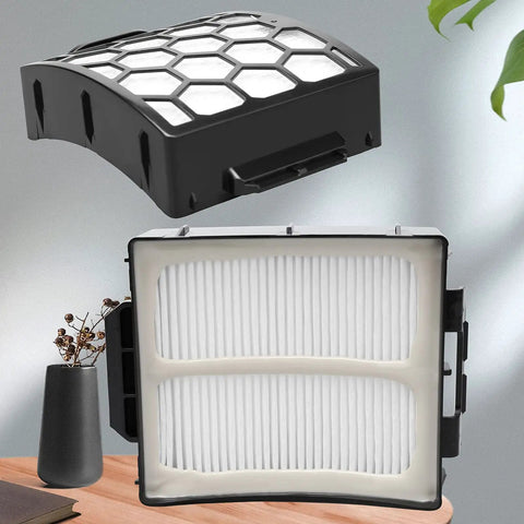 Two Pack Vacuum Filter Kit With Six Foam And Felt Filters For Shark UV850 LA301 LA300 Rotator Lift Away Upright Vacuum Replacement Parts XHF320 And XFFK320 Easy To Swap, showing two types of vacuum filters on a table.