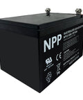 Top Shelf 12V 12Ah Rechargeable SLA Battery With T10S Terminals For Ebikes And Alarms with black casing and label.