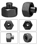 Router Collet Kit With Four Collets One Eighth Inch One Fifteen Sixty Fourth Inch One Quarter Inch And One Five Sixteenth Inch For Trim Routers And CNC Machines Pro Grade Durable Quick Change Fit showing octagonal collet close-up.