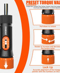 38 Piece Torque Screwdriver Set With 10-70 In-Lb Range, Includes S2 Bits, Sockets, And Storage Case, torque dial instructions shown