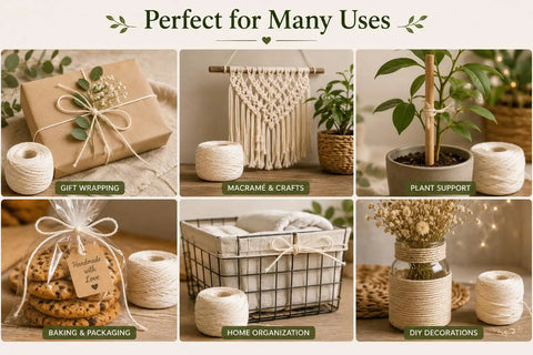 Cotton Twine Roll Three Ply Natural White Go-To Gift Wrapping And Crafts All-Purpose String used in various household projects