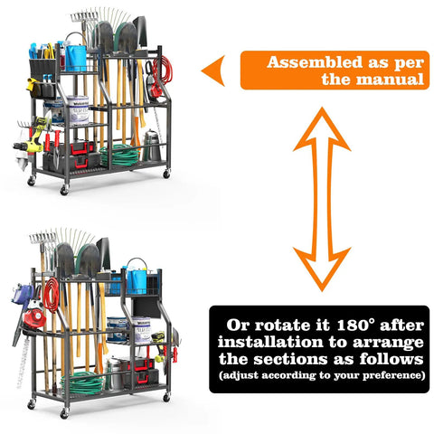 36 Inch Large Garden Tool Organizer On Wheels With Grab And Go Side Pocket Three Tier Rolling Garage Storage Cart Assembled