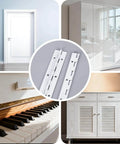 White Stainless Steel 10-Inch Heavy-Duty Piano Hinge Continuous Style With 1.2-Inch Open Width, 304 Stainless Steel collage with applications.