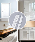 Four Pack 8 Inch Heavy Duty Piano Hinges White Stainless Steel Continuous Hinge For Cabinet Doors Woodworking Furniture Tool Storage Boxes 1.2 Inch Open Width 304 Stainless Rust Proof Built To Last on cabinet, piano, and storage box doors