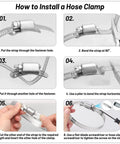 Installation steps for Heavy Duty Adjustable Hose Clamp Kit 304 Stainless Steel Band 14.7 Ft Duct Strapping With Holes and 10 Strong Fasteners.