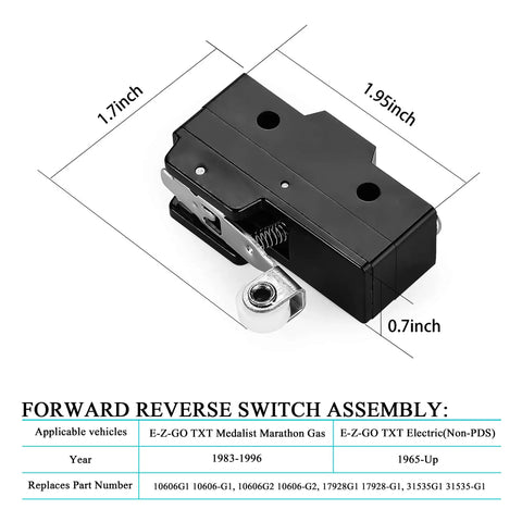 Beefed Up Forward Reverse Switch Assembly For Ezgo Txt Electric Golf Cart Crushes Hills With High Current Support And Delivers Smooth Gear Shifts Without Headaches, showing dimensions and details.