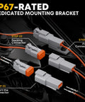 DT Series All In One Connector Crimp Tool Kit for waterproof automotive electrical connectors showing IP67 rated bracket.