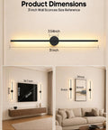 Battery Operated Wall Sconce Set of 2, 3000K & 9RGB Wireless Wall Light dimensions displayed with measurements 31-inch.