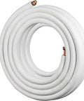 Fifty Foot Copper Line Set For Mini Split Air Conditioner And Heat Pump, Includes Three Eighths Inch And One Quarter Inch OD Copper Pipes