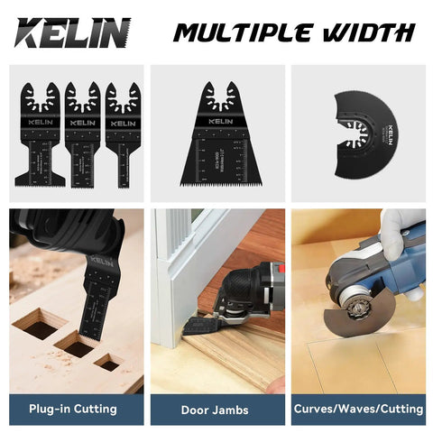 Top Shelf 120 Piece Oscillating Multi Tool Accessory Kit Packing Tough As Nails Cutting Sanding And Scraping Blades, KELIN multiple width blades for various cutting tasks.