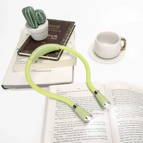 Green LED Neck Book Light With USB C Rechargeable Battery Hands Free Reading Light For Bedtime Reading Knitting Walking Or Jogging