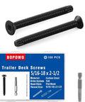 100 Pcs 5/16-18 X 2-1/2 Inch Flat Head Deck Screws Pro Grade For Hardwood And Laminate Flooring, Thread Forming And Cutting