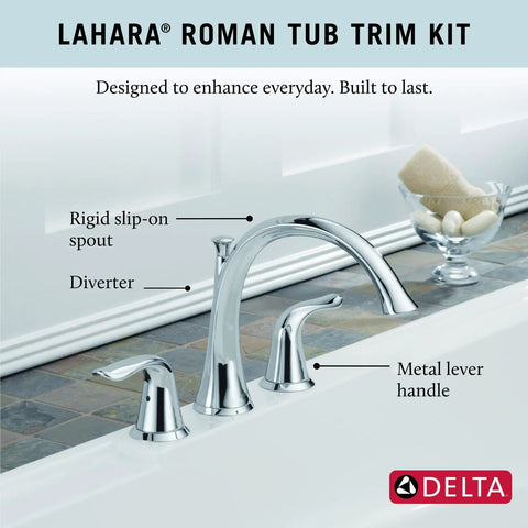 Lahara Two Handle Widespread Roman Tub Faucet Chrome Bath Filler with Sleek Dope Look and Durable Metal Construction