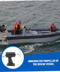 Beefy Waterproof Underwater Thruster Motors For RC Boats 10-20V Power Boost Propeller Engines shown on a rescue vessel.