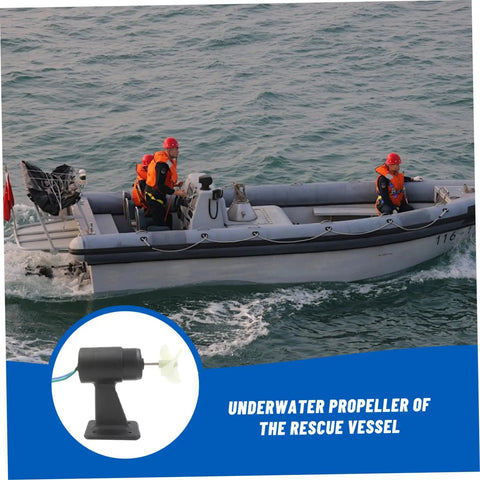 Beefy Waterproof Underwater Thruster Motors For RC Boats 10-20V Power Boost Propeller Engines shown on a rescue vessel.
