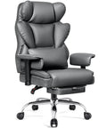 Boss Level Big And Tall Office Chair With Footrest And Lumbar Support, extra wide 23.6 inch seat, heavy duty high back ergonomic chair, gray