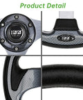 Classic Gray Golf Cart Steering Wheel close-up showing grip texture and center hub, fits EZGO, Club Car, and Yamaha models.