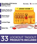 Lockout Tagout Station With Cover And 10 Pack Safety Padlocks Keyed Different Grab And Go Wall Mountable LOTO Kit Storage Board