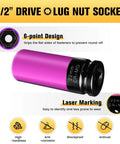 One Half Inch Drive Heavy Duty Wheel Protector Impact Socket Set with non marring lug nut deep socket in thin wall design