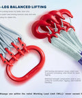 4-leg lifting sling with red G80 hooks and ring, suitable for Beefed Up Heavy Duty 10Ft Polyester Lifting Sling, 4-ton capacity.