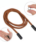 Kick The Cord End Into High Gear With 16 Metal Paracord Tips In Gold Silver Black And Gray. These Universal Shoe Lace Ends Keep Your Rope Neat For Heavy Duty Projects And DIY Fixes Without Fluffing Around. brown rope with black metal tips, 7.2mm hole