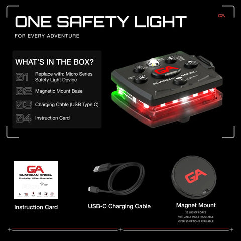 Micro Series Hands Free LED Safety Light With Red Front And Green Rear Beacons Rechargeable Magnetic Wearable Light