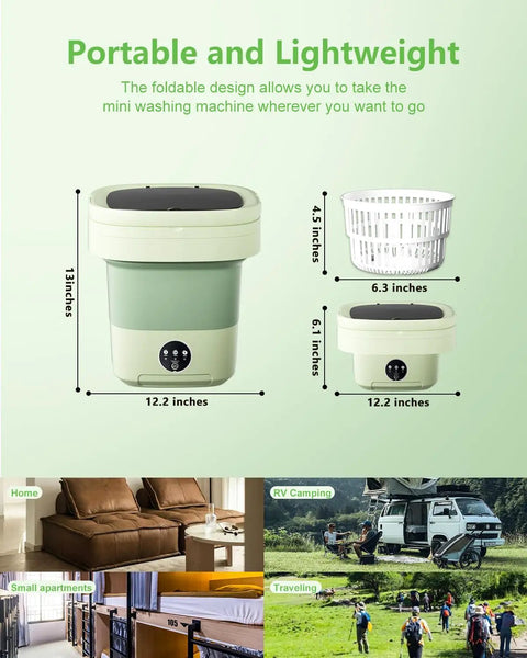Game Changing Foldable Portable Mini Washing Machine With Sixteen Liter Capacity And Three Deep Wash Modes, compact design for travel.