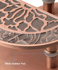 Close-up of a double-sided semicircular aluminum door pull with intricate design, featuring 'White Rubber Pad' label.