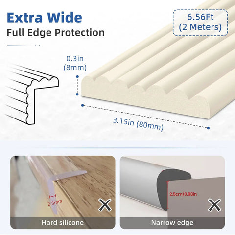 Game Changing Baby Edge Protectors And Corner Guards Super Wide High Density Foam Furniture Bumper Shields 3.15in wide and 6.56ft long